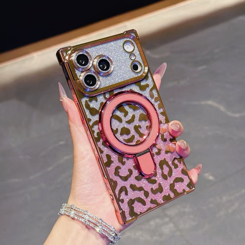 Phone Cases Magsafe - Luxury Plated Leopard Print Glitter Magnetic