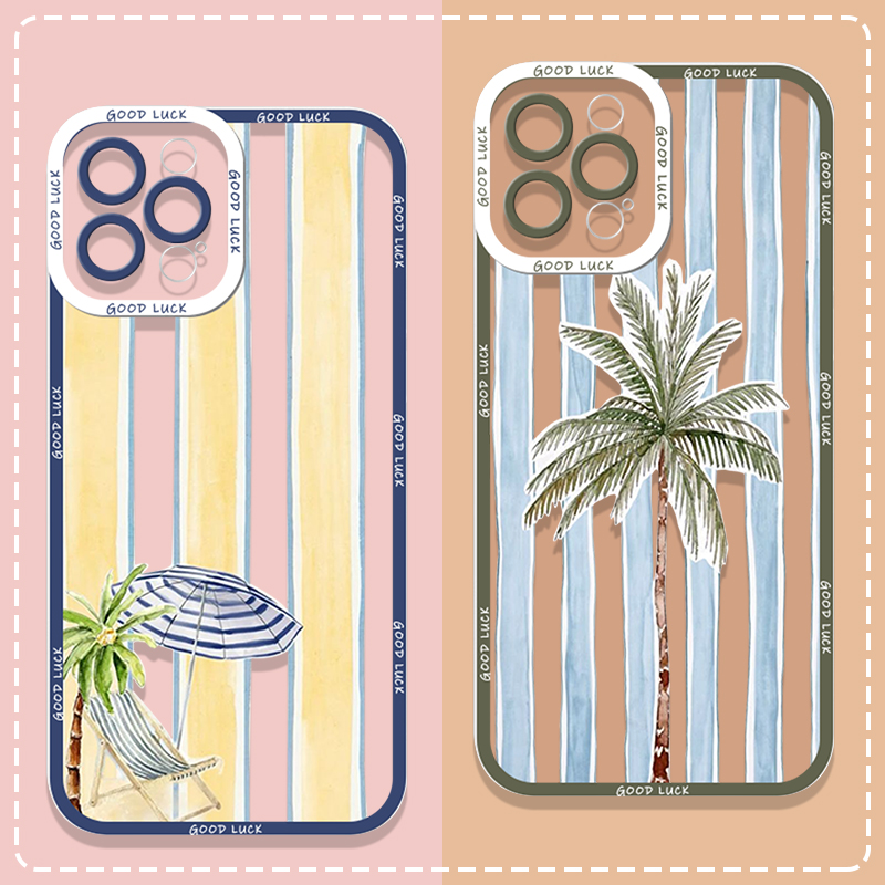 Phone Cases Galaxy A17 - Summer Palm Coconut Tree Striped Printed