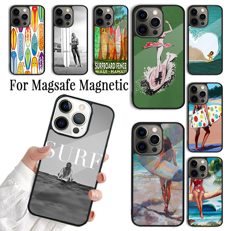 Phone Cases Beach - HAWAII BEACH SURF GIRL SURFING ART