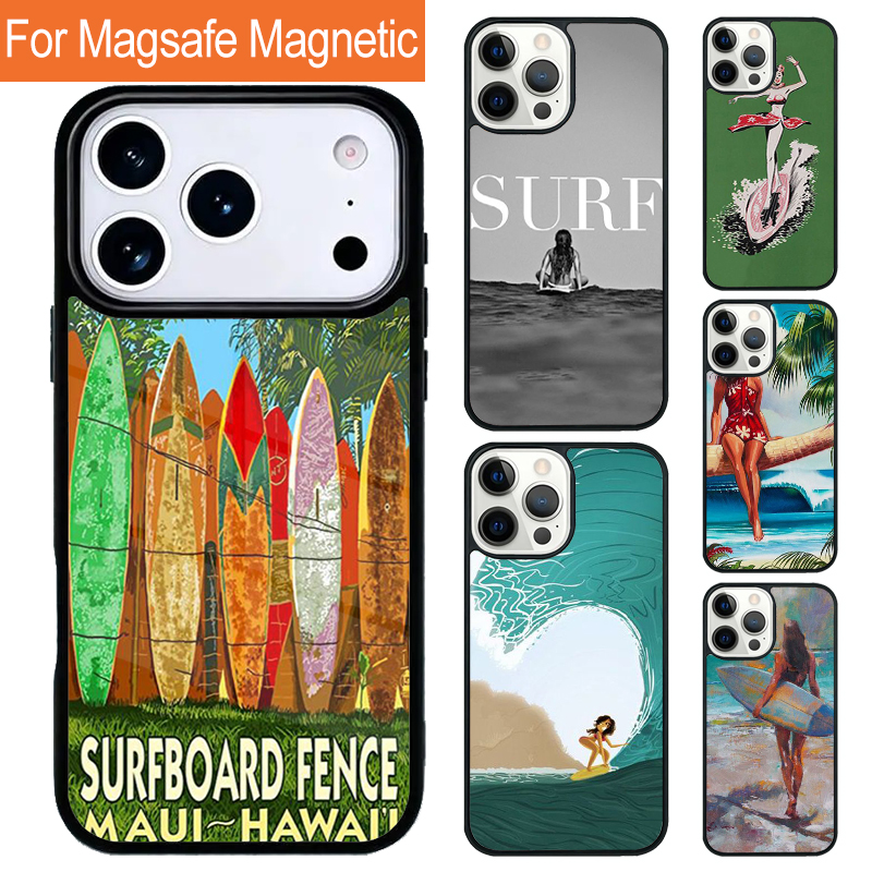 Phone Cases Beach - HAWAII BEACH SURF GIRL SURFING ART