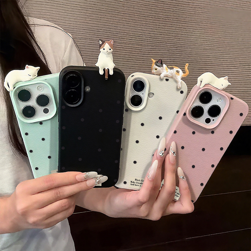 Phone Cases Cat - Cute 3D Cat Dot Case For