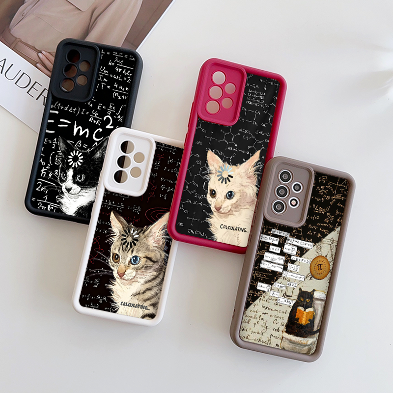 Phone Cases Cat - Creative Art Thinking Formula Cat Printed