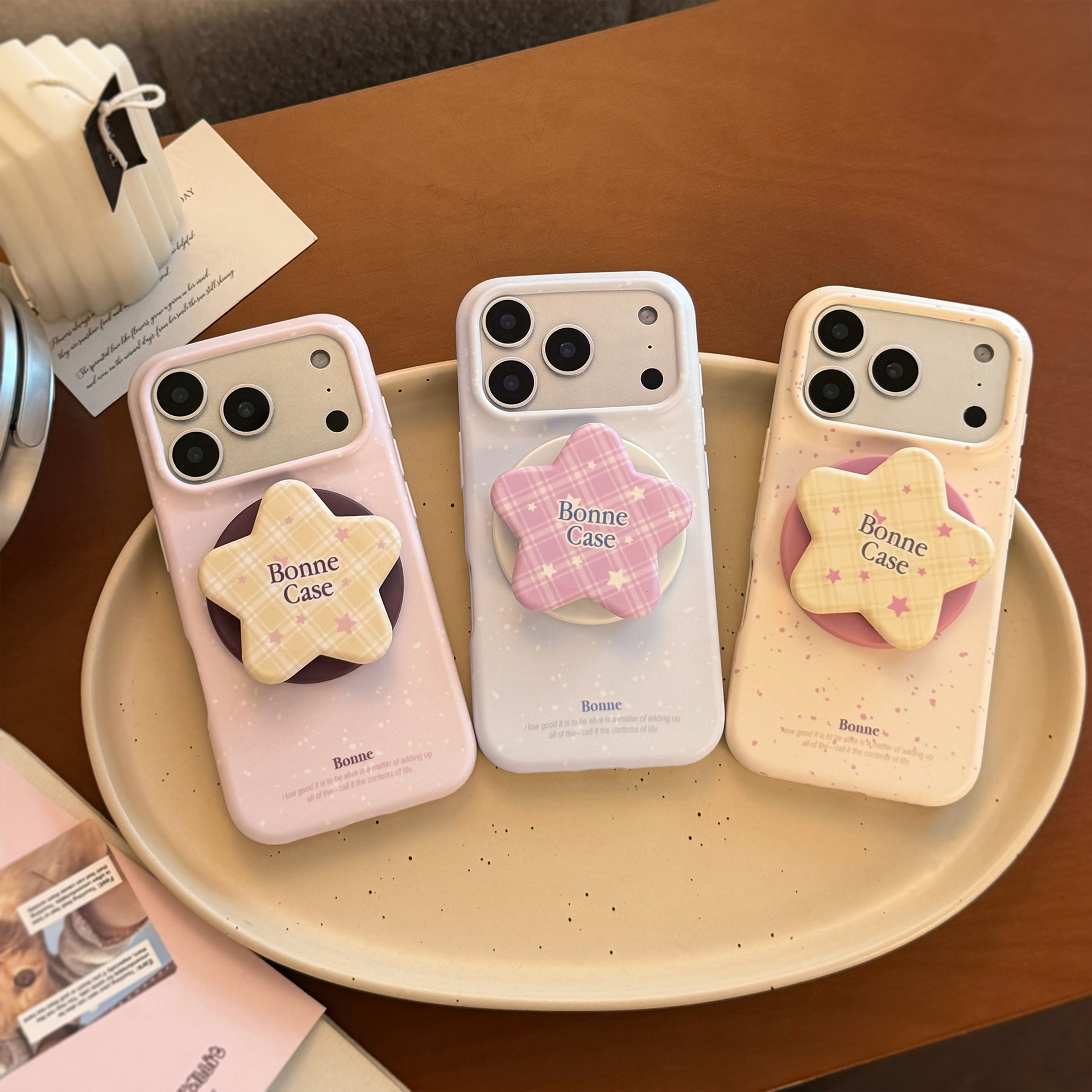 Phone Cases Girly - Korean Splash-ink Colorful Grid Pattern Stars