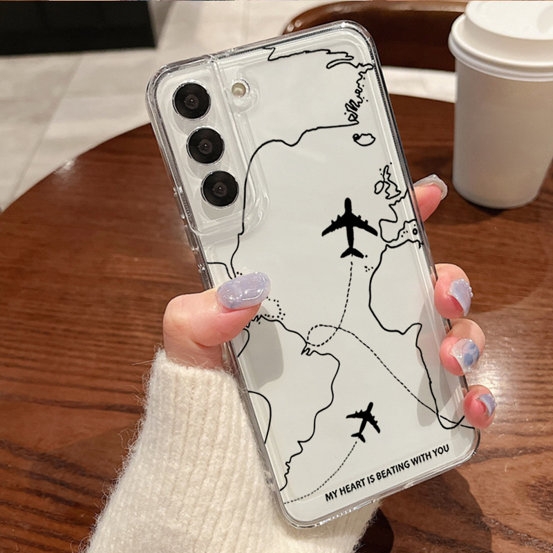 Phone Cases Galaxy A17 - Airplane Travel Line Label Case For