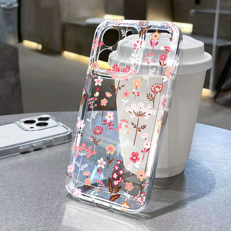 Phone Cases Galaxy A17 - White Pink Floral Transparent Phone Case