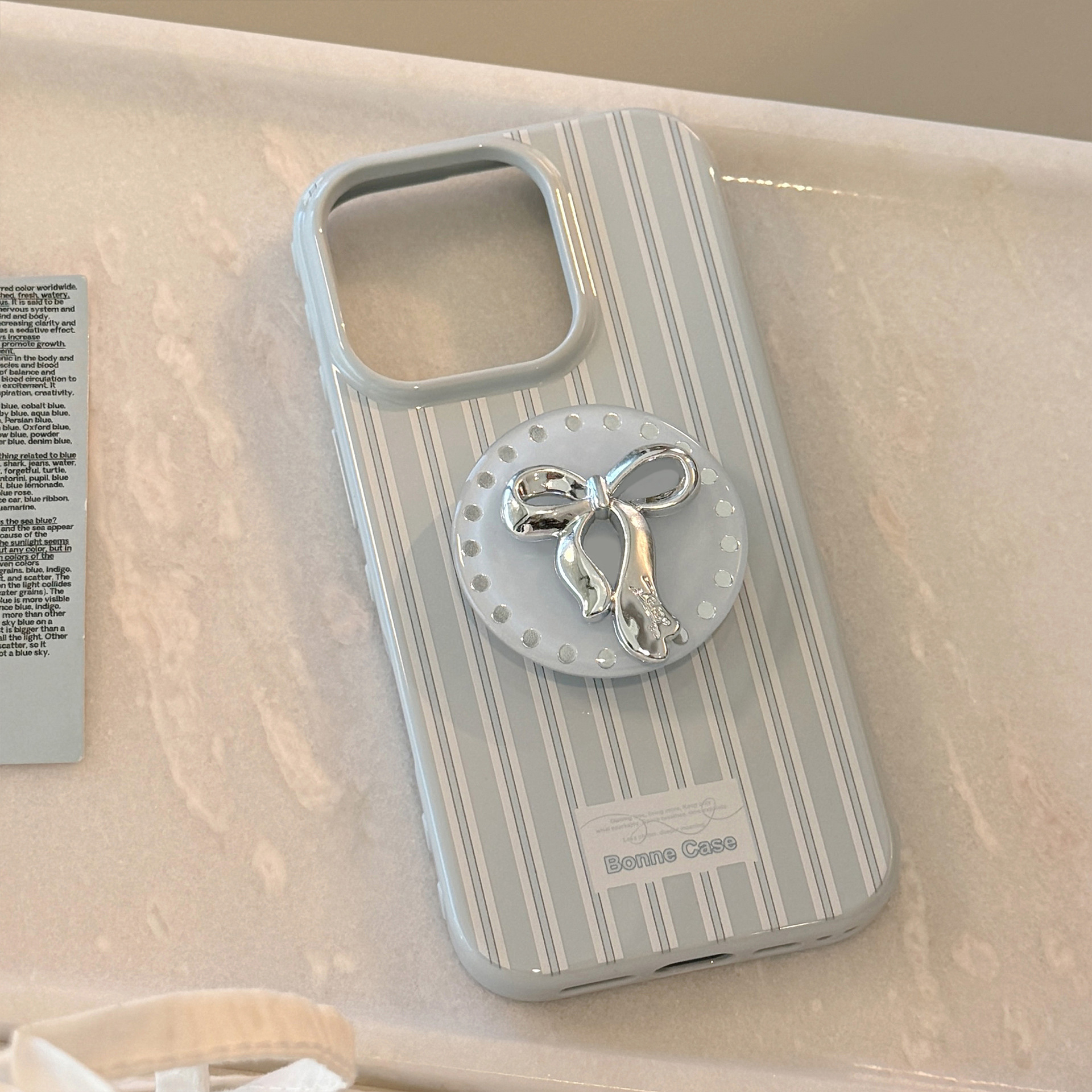 Korean Cute Blue Striped 3D Sl - Phone Cases Girly のレビューと価格