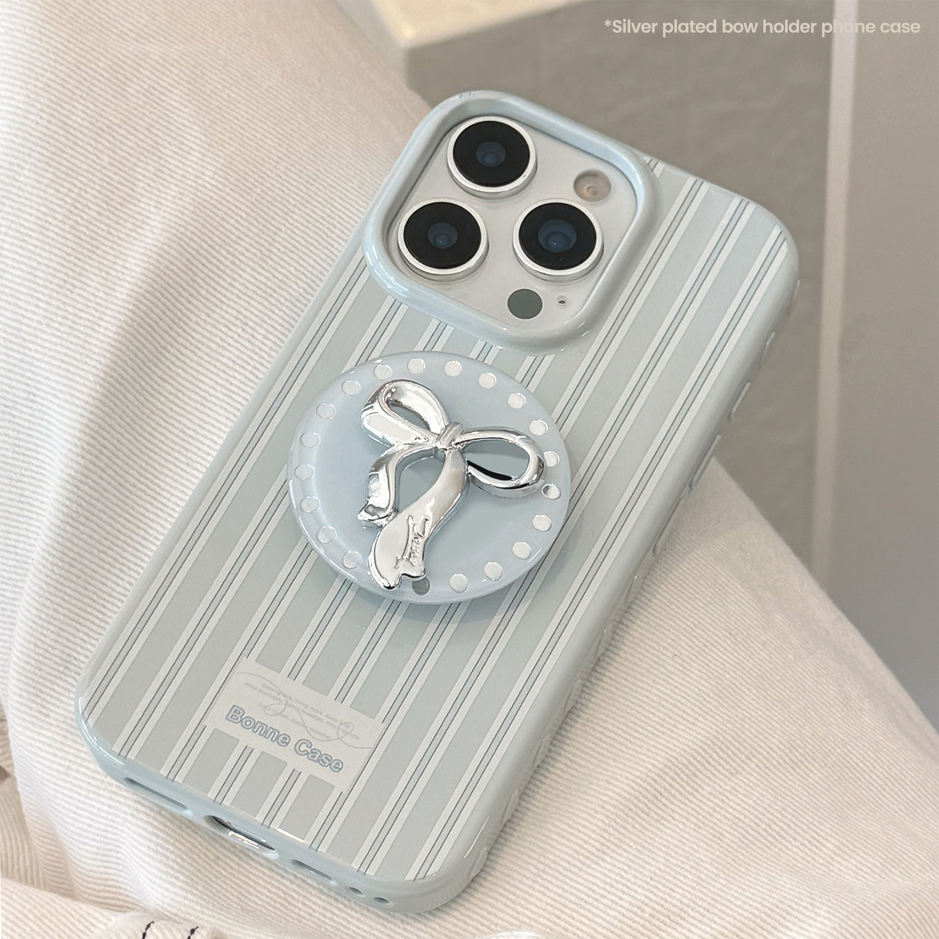 Korean Cute Blue Striped 3D Sl - Phone Cases Girly のレビューと価格