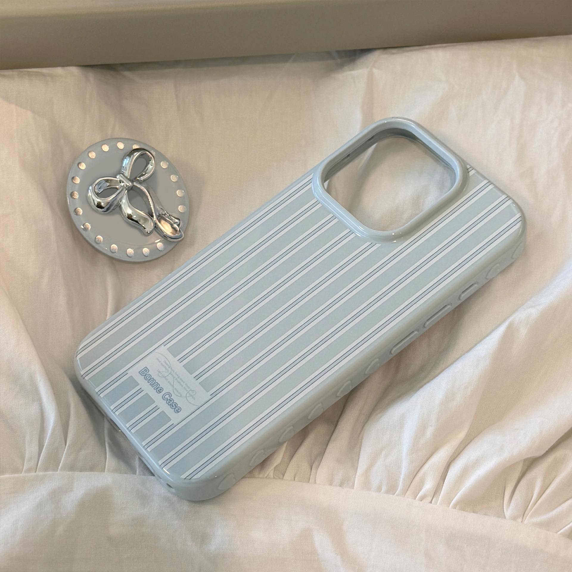 Korean Cute Blue Striped 3D Sl - Phone Cases Girly のレビューと価格