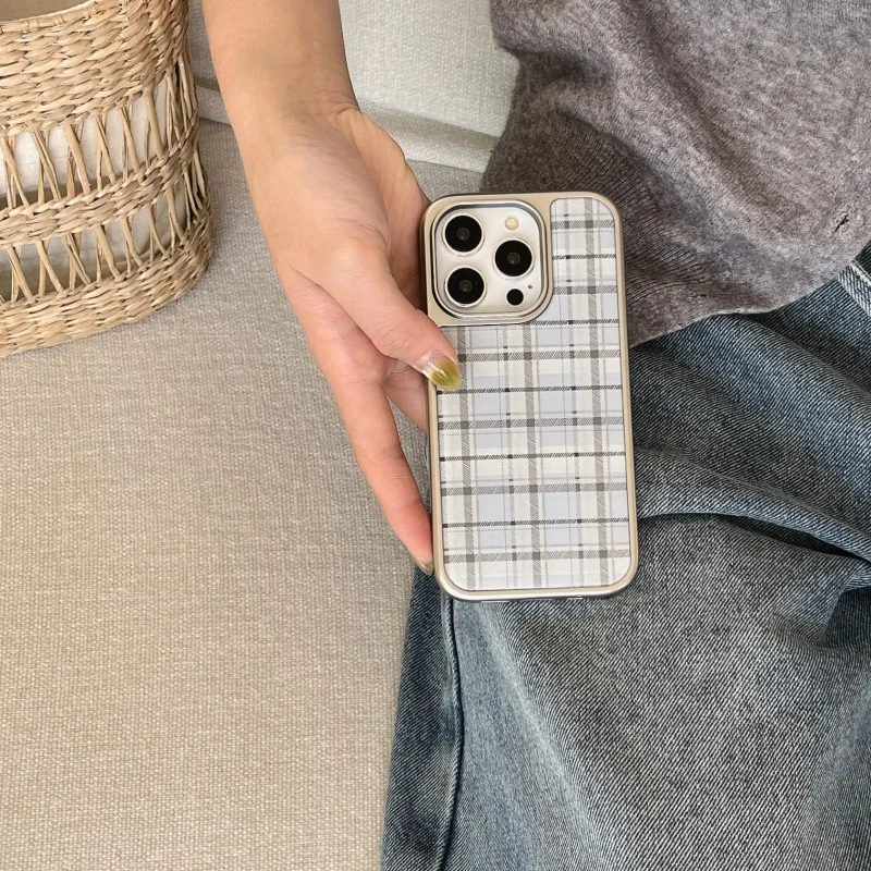 Korean Ins Epoxy Blue Plaid Pa - Phone Cases Korean のレビューと価格