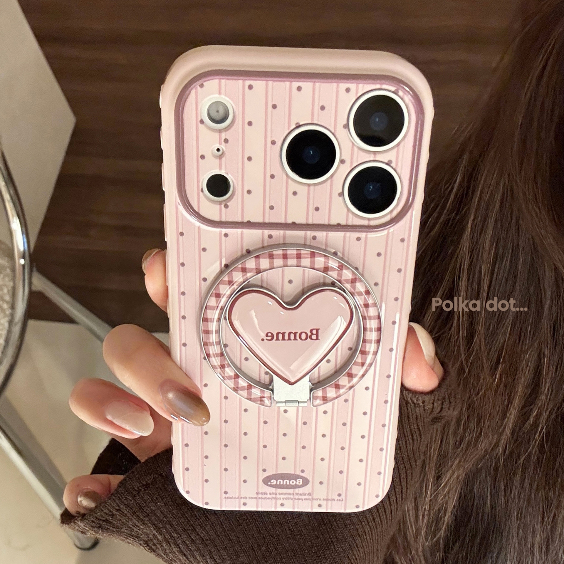 Korean Striped Dots Fold Latti - Phone Cases Girly のレビューと価格