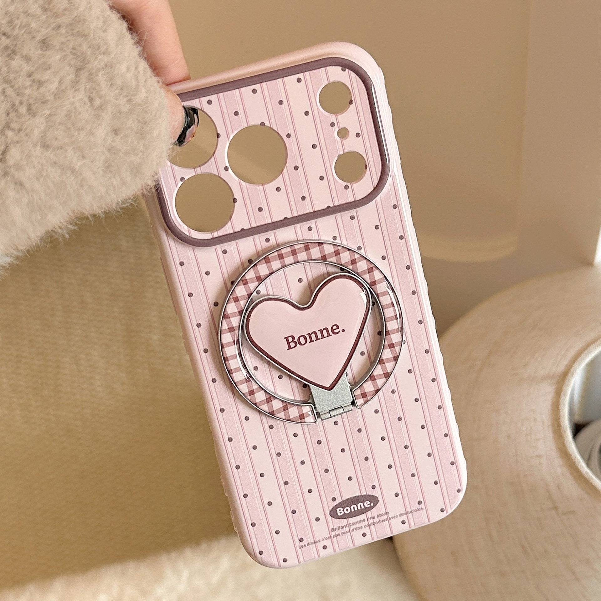 Korean Striped Dots Fold Latti - Phone Cases Girly のレビューと価格