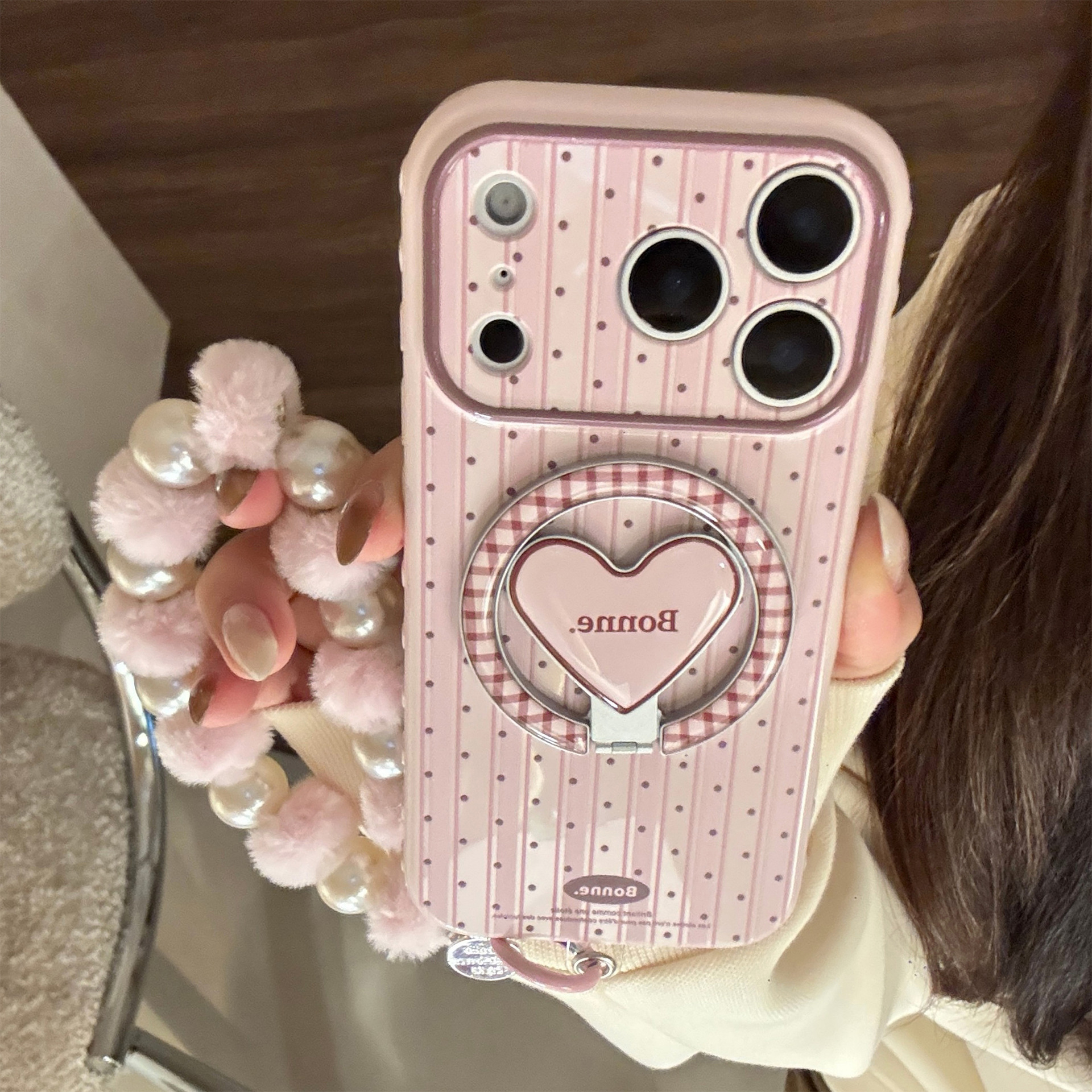 Korean Striped Dots Fold Latti - Phone Cases Girly のレビューと価格