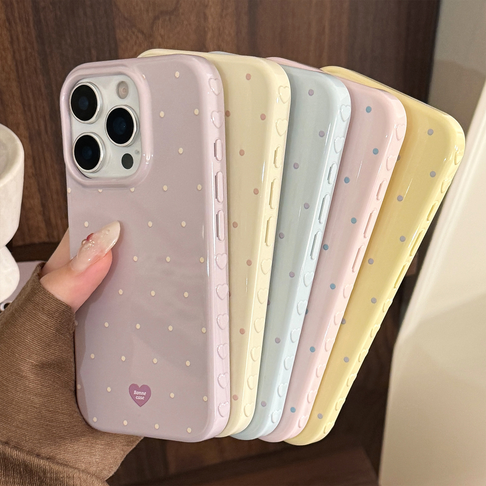 Korean Full Screen Candy Color - Phone Cases Polka Dot のレビューと価格