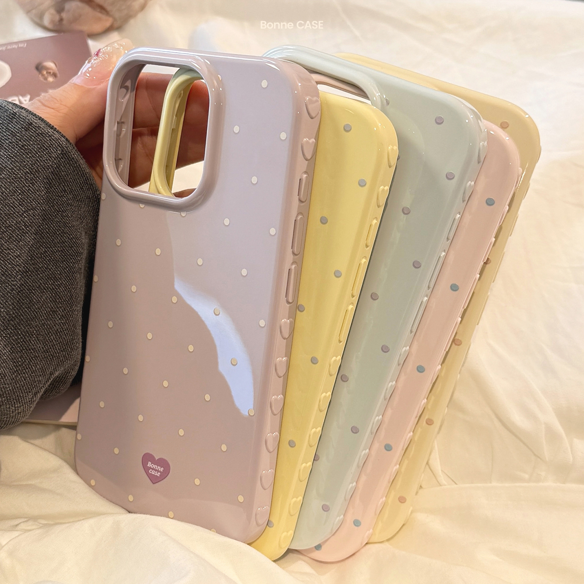 Korean Full Screen Candy Color - Phone Cases Polka Dot のレビューと価格