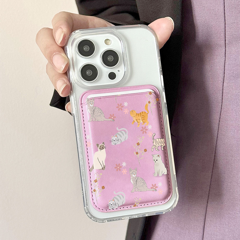 Cute Kitty Illustration Leathe - Card Holder Slim Case のレビューと価格