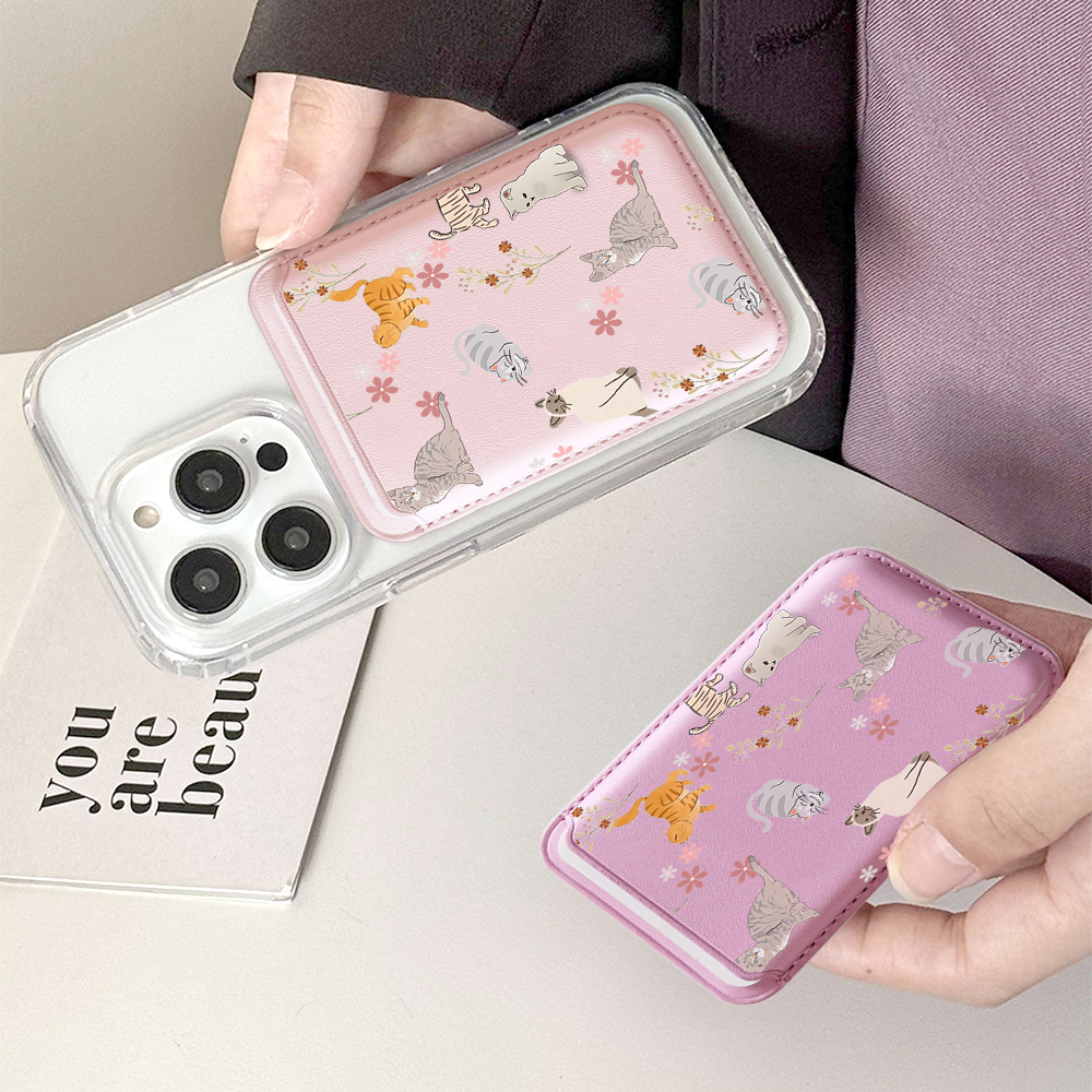 Cute Kitty Illustration Leathe - Card Holder Slim Case のレビューと価格