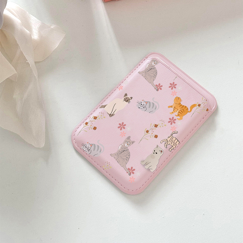 Cute Kitty Illustration Leathe - Card Holder Slim Case のレビューと価格