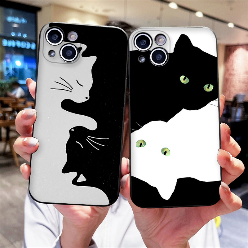 Cartoon Black White Cat Lovers - Phone Cases Cat のレビューと価格