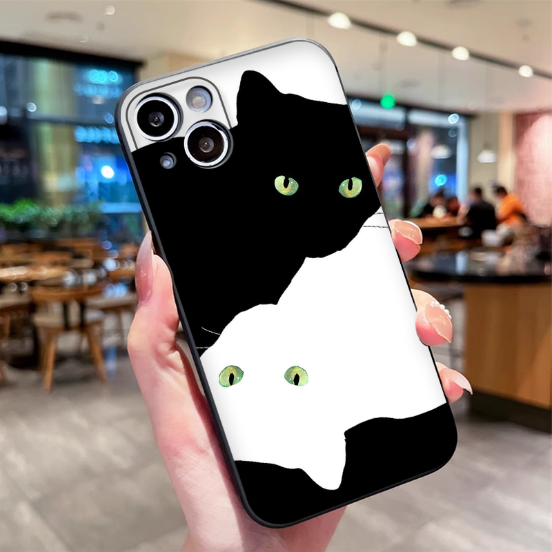 Cartoon Black White Cat Lovers - Phone Cases Cat のレビューと価格