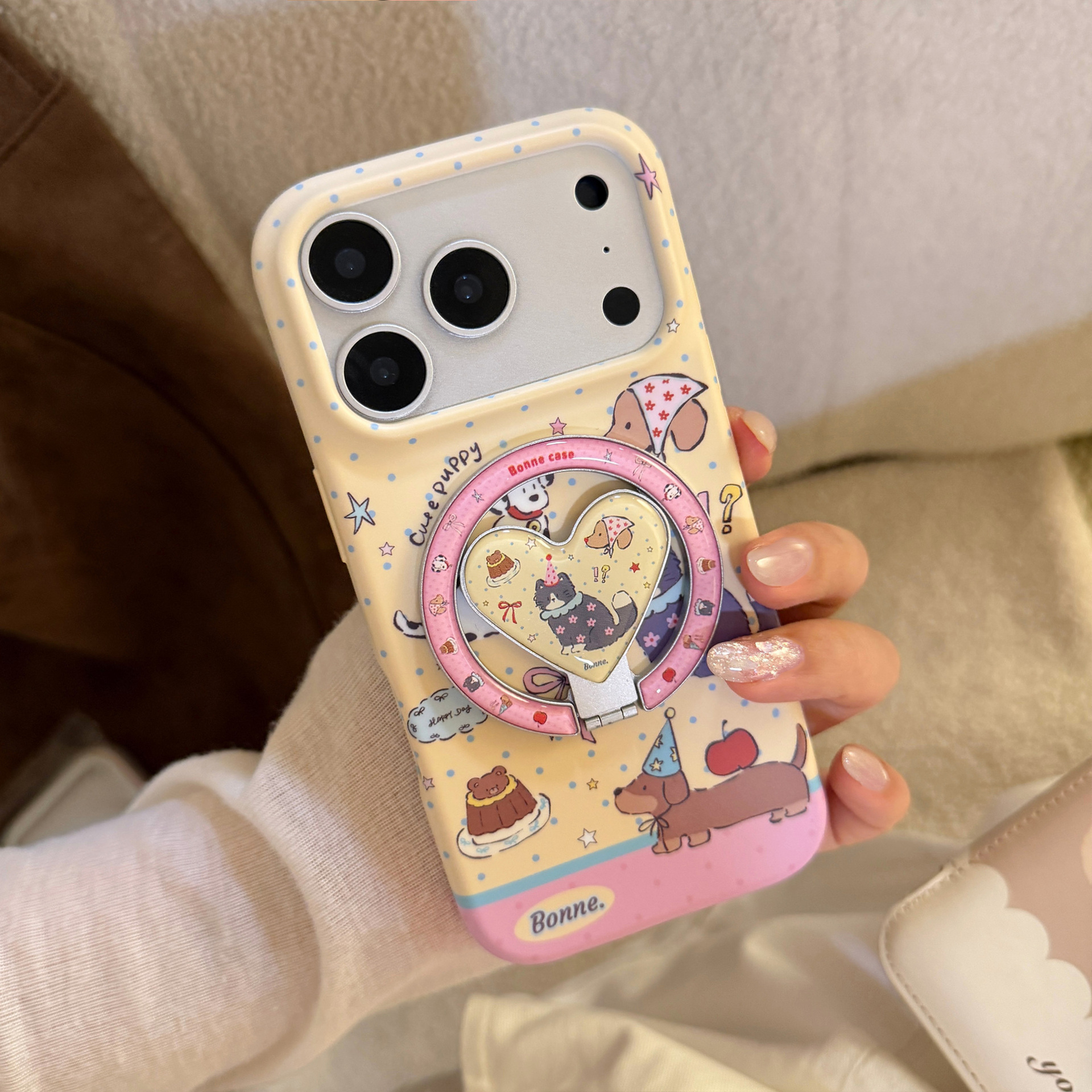 Korean Cartoon Puppy Cat Party - Phone Cases Girly のレビューと価格