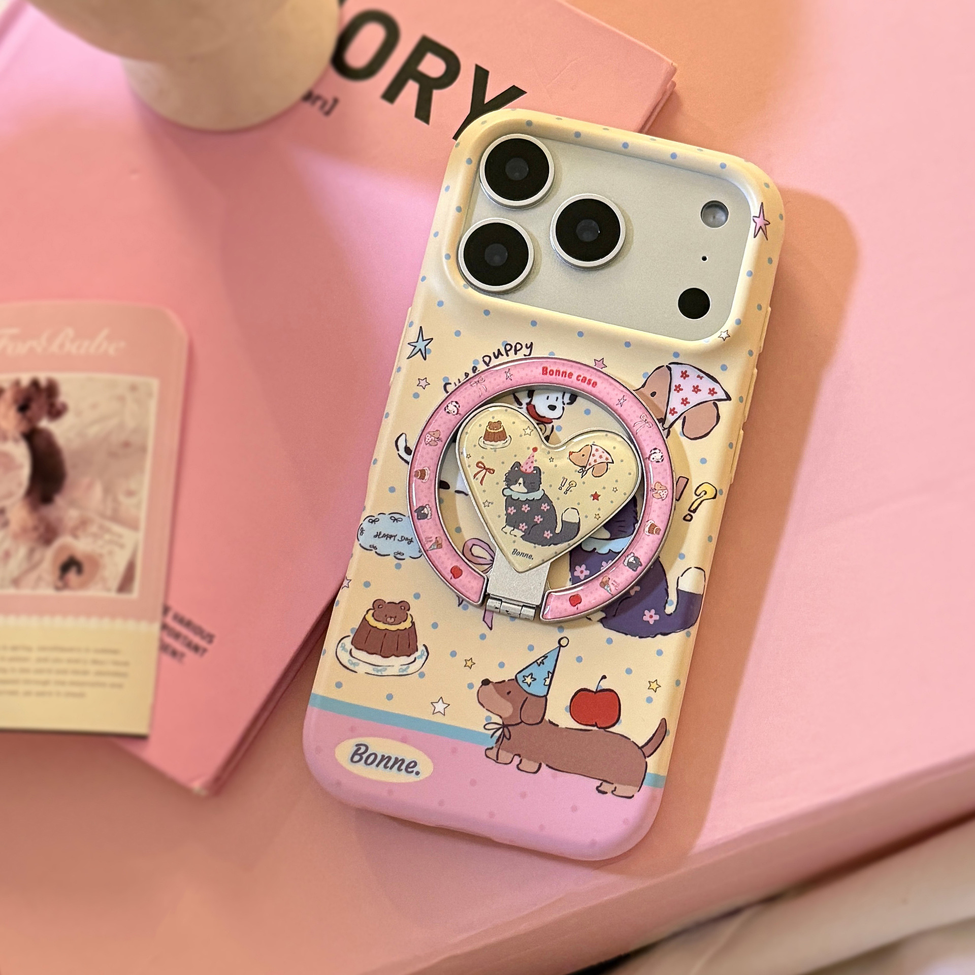 Korean Cartoon Puppy Cat Party - Phone Cases Girly のレビューと価格