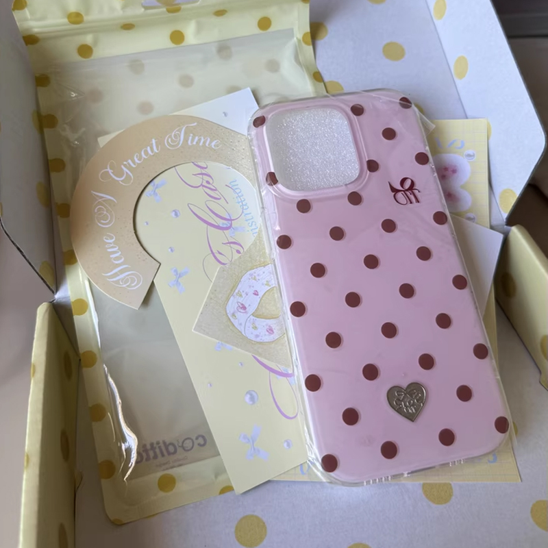 Minimalist Pink Polka Dots Str - Phone Cases Polka Dot のレビューと価格