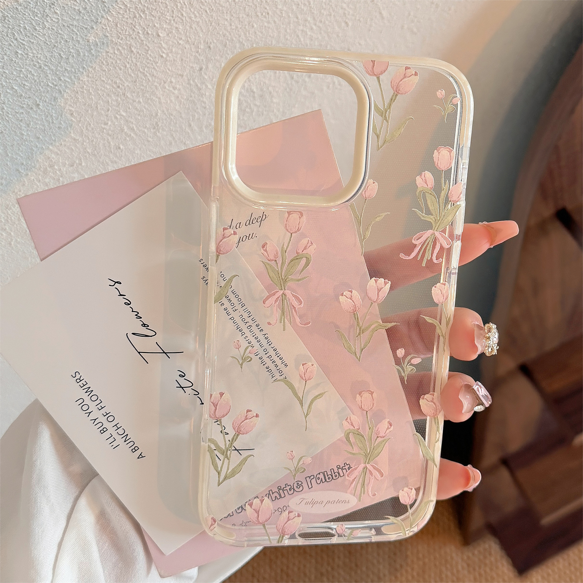 Korean Full Screen Pink Tulip  - Phone Cases Korean のレビューと価格