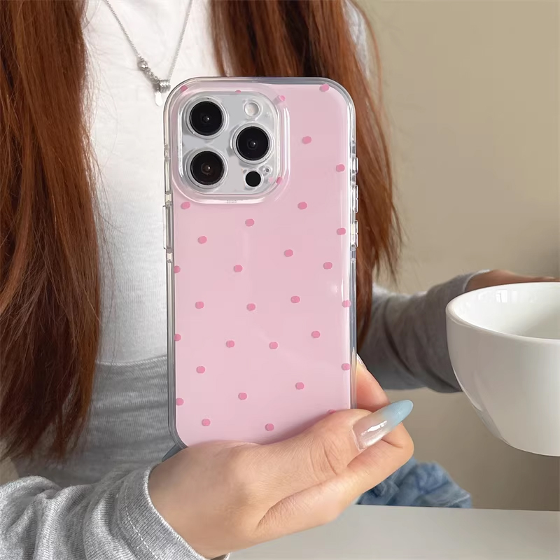 Korean Ins Girl Simple Blue Pi - Phone Cases Polka Dot のレビューと価格