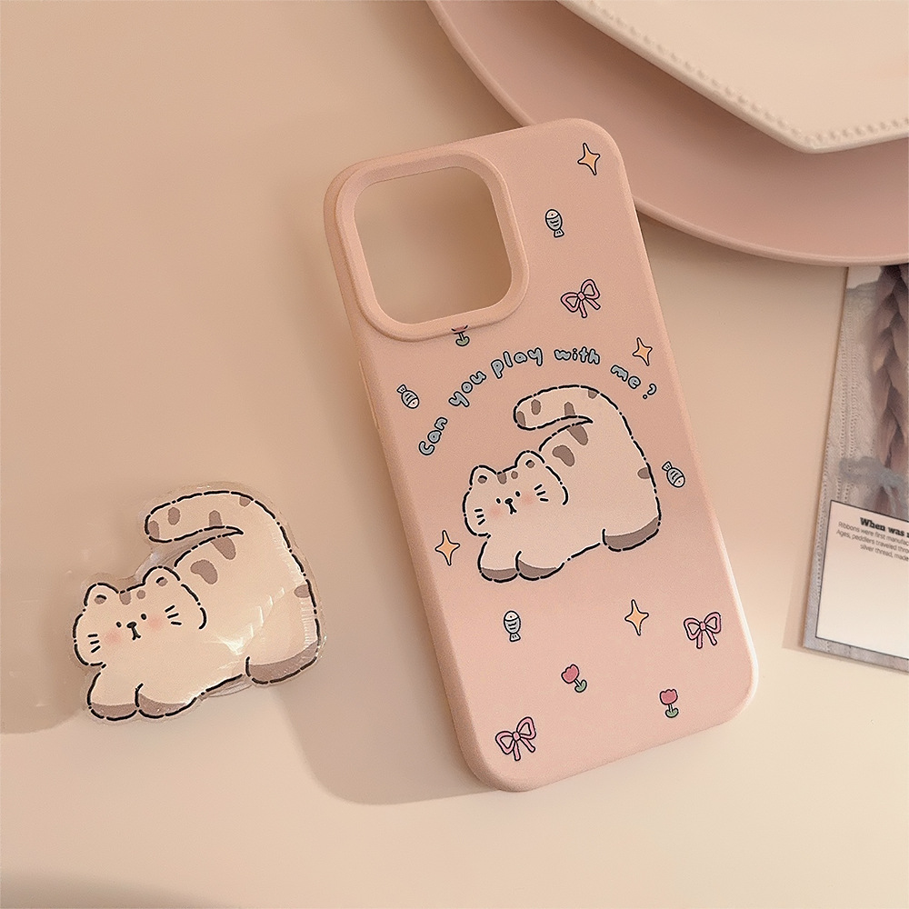 Korean Pink Cartoon Fat Cat St - Phone Cases Girly のレビューと価格