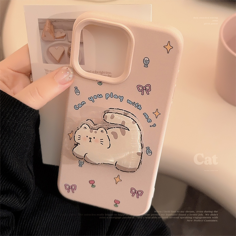 Korean Pink Cartoon Fat Cat St - Phone Cases Girly のレビューと価格