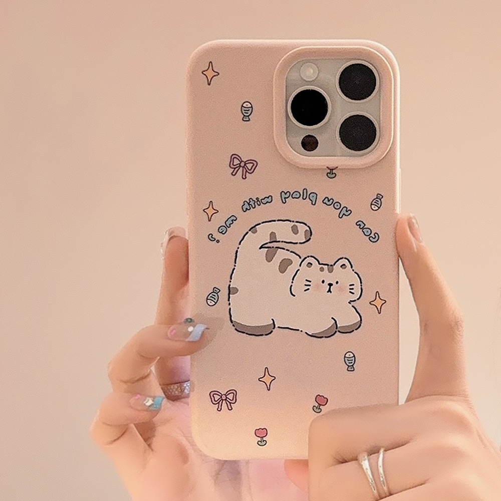 Korean Pink Cartoon Fat Cat St - Phone Cases Girly のレビューと価格