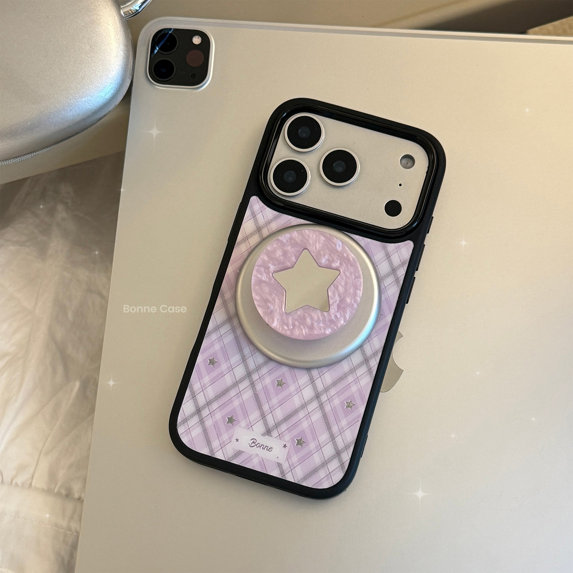Korean Purple Plaid With Mirro - Phone Cases Girly のレビューと価格