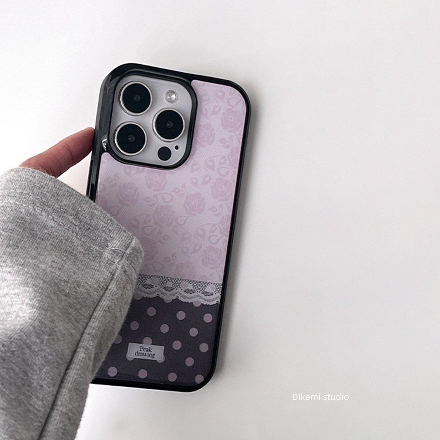 Korean Ins Pink Rose Lace Polk - Phone Cases Polka Dot のレビューと価格