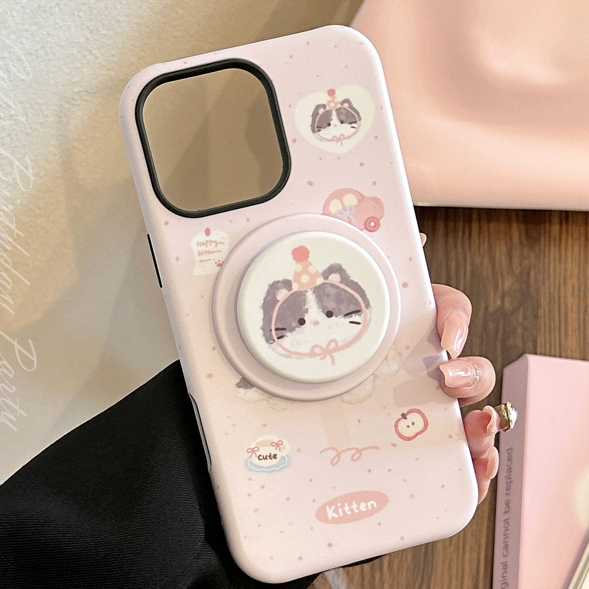 Korean Pink Cartoon Cat Magnet - Phone Cases Girly のレビューと価格