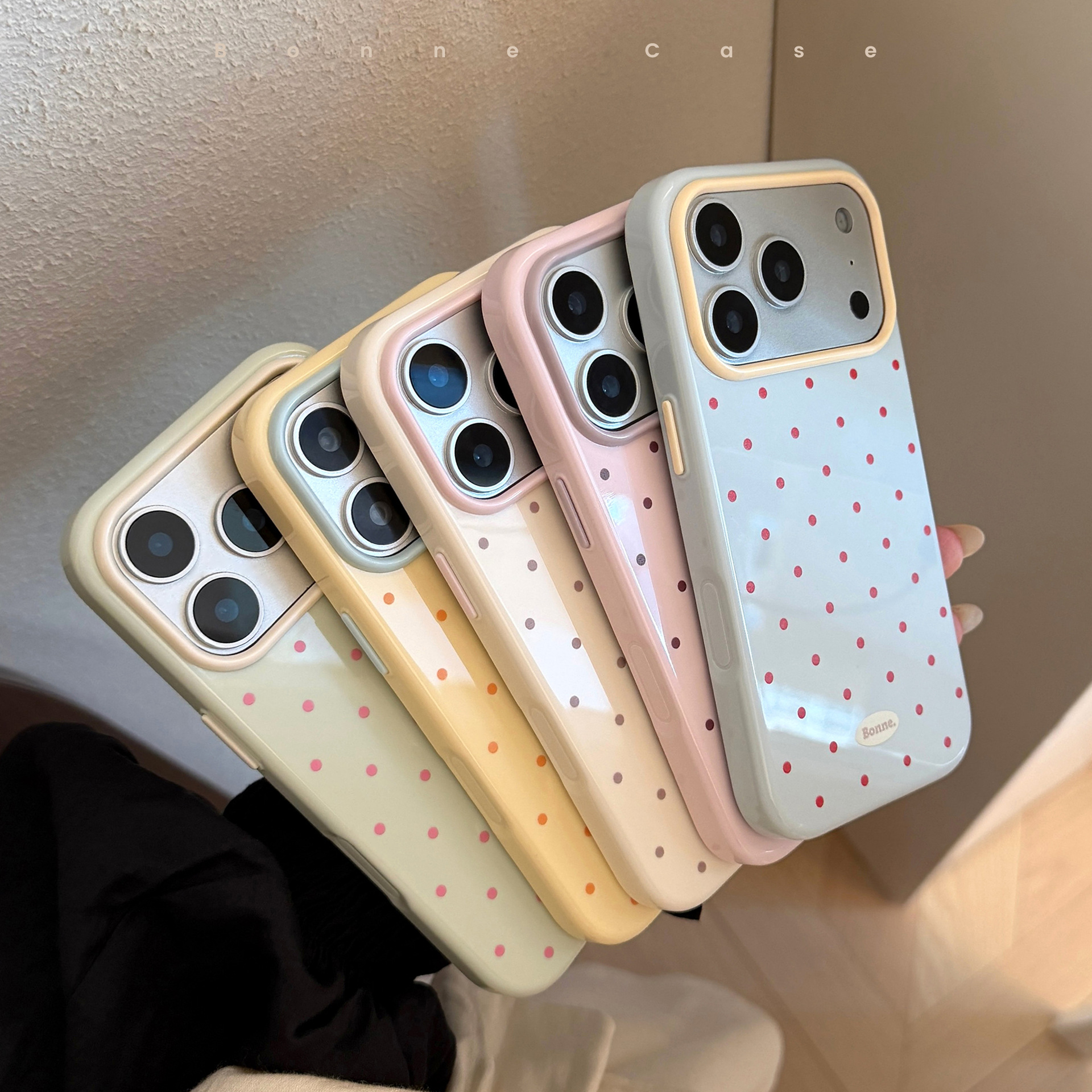 Korean Macaron Color Blocking  - Phone Cases Polka Dot のレビューと価格
