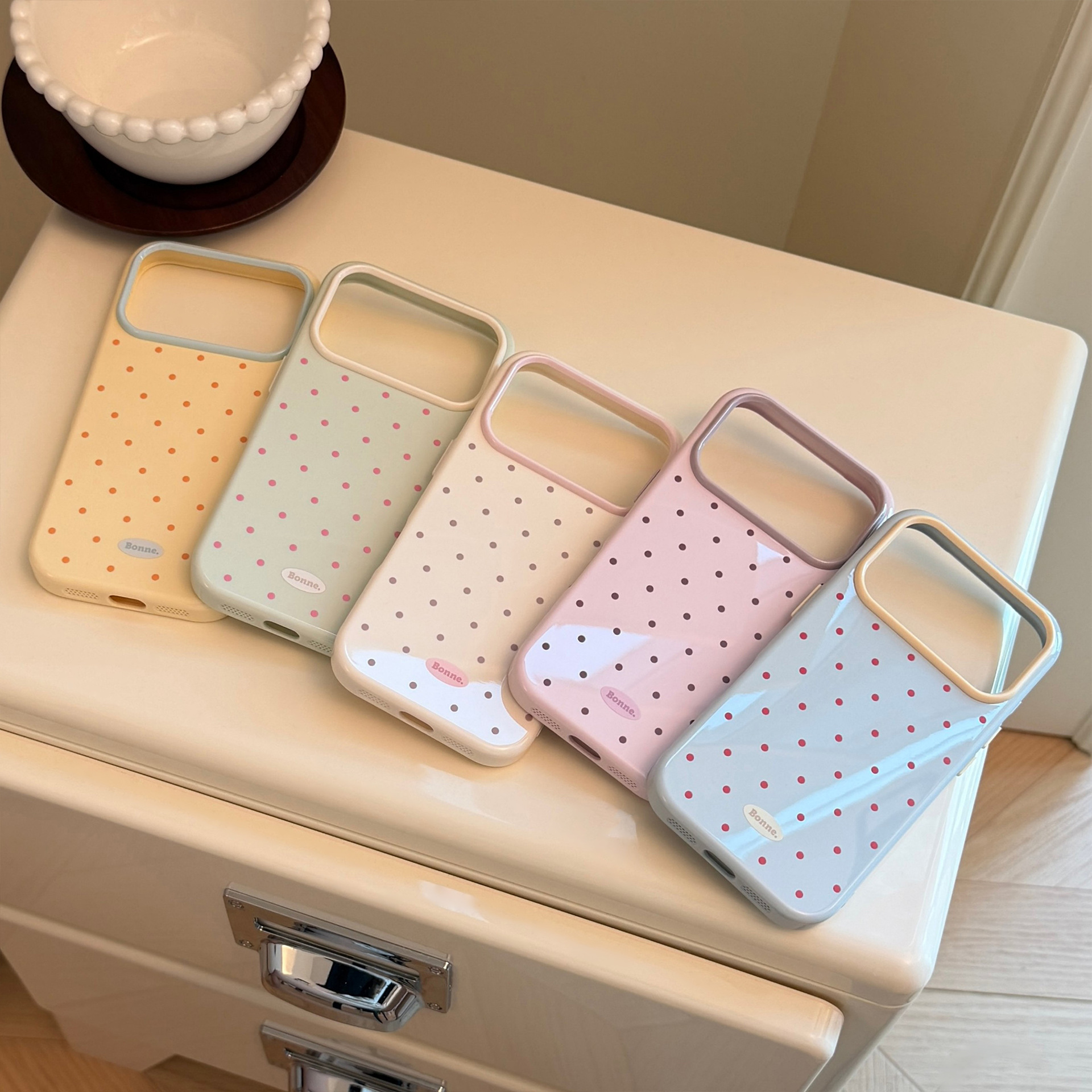 Korean Macaron Color Blocking  - Phone Cases Polka Dot のレビューと価格