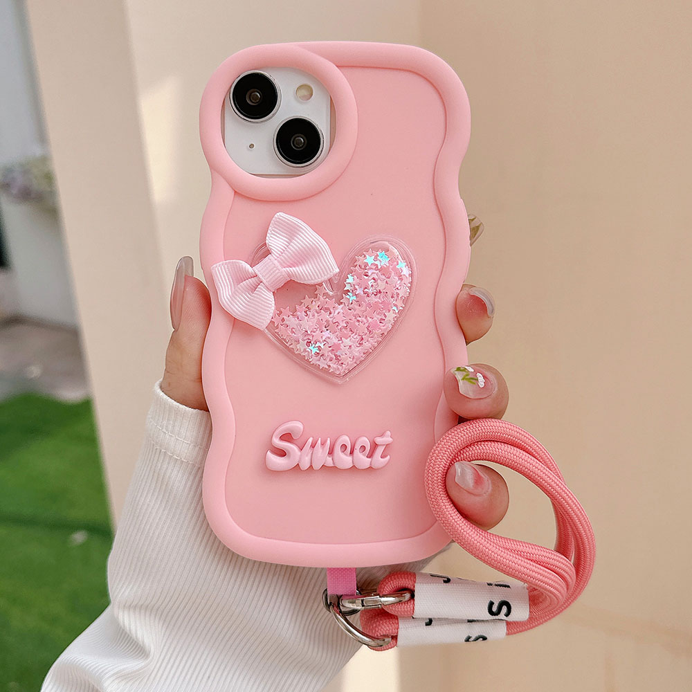 Love Heart Bow Wavy Soft Phone - Phone Cases Ugly のレビューと価格