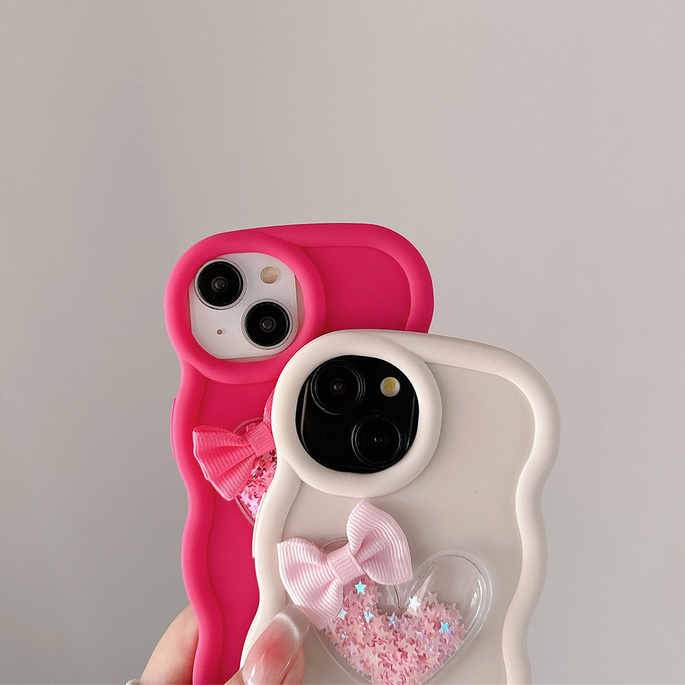 Love Heart Bow Wavy Soft Phone - Phone Cases Ugly のレビューと価格