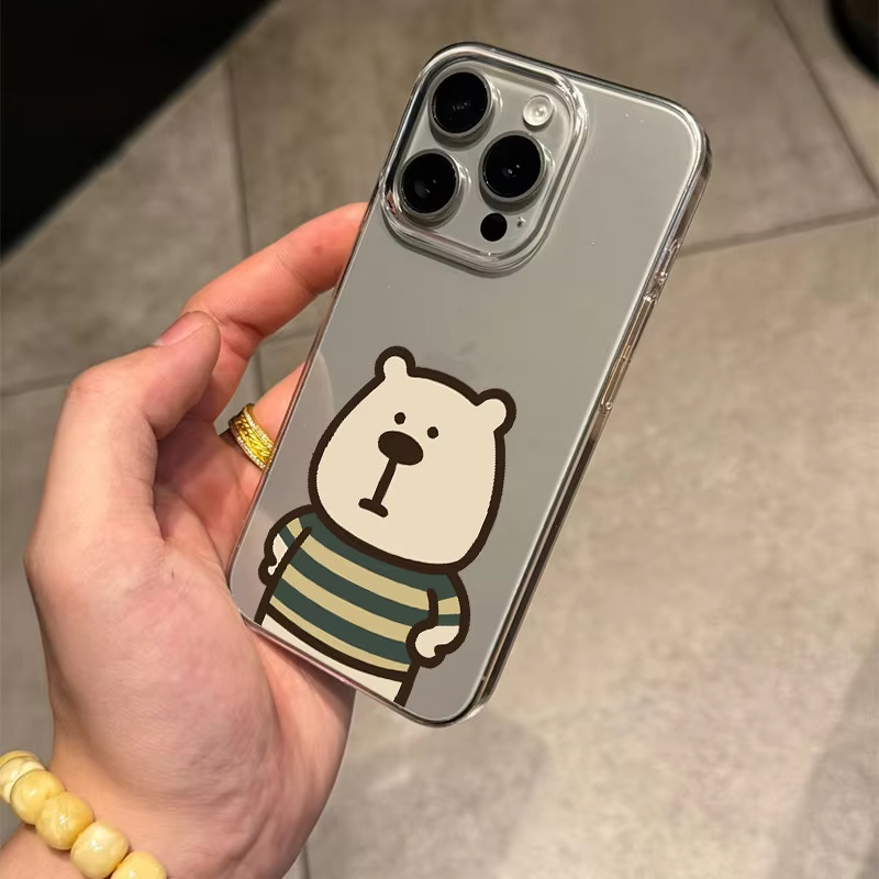 Korean Ins Cute Striped Bear A - Phone Cases Korean のレビューと価格