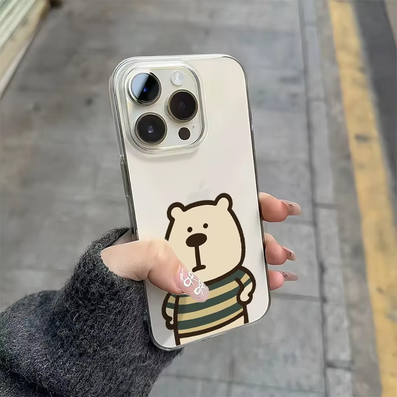 Korean Ins Cute Striped Bear A - Phone Cases Korean のレビューと価格